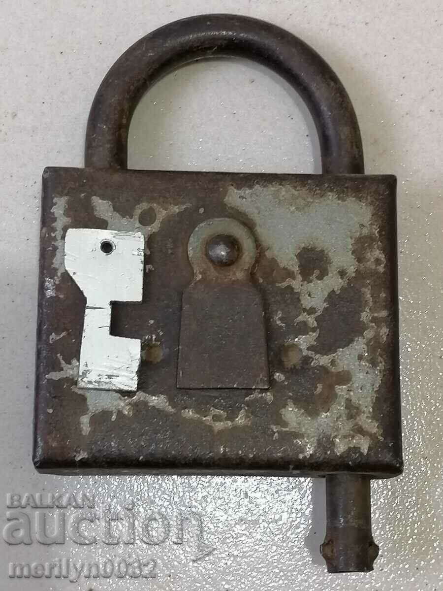 Old Russian padlock with key USSR padlock, latch, suitcase
