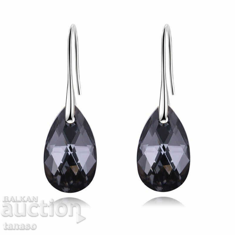 Cercei dama cu zircon negru - picaturi