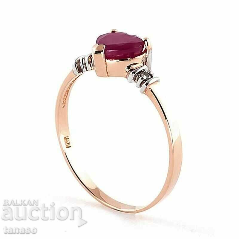 Λεπτό γυναικείο δαχτυλίδι με ρουμπίνι, ροζ χρυσό με τιμή 24.00 BGN | € 12.27 Λεπτό γυναικείο δαχτυλίδι με ρουμπίνι, ροζ χρυσό με τιμή 24.00 BGN | € 12.27