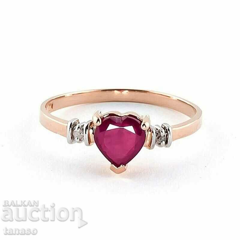 Delicate ladies ring with ruby, rose gold plating