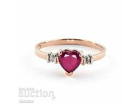 Нежен дамски пръстен с рубин, розово златно покритие