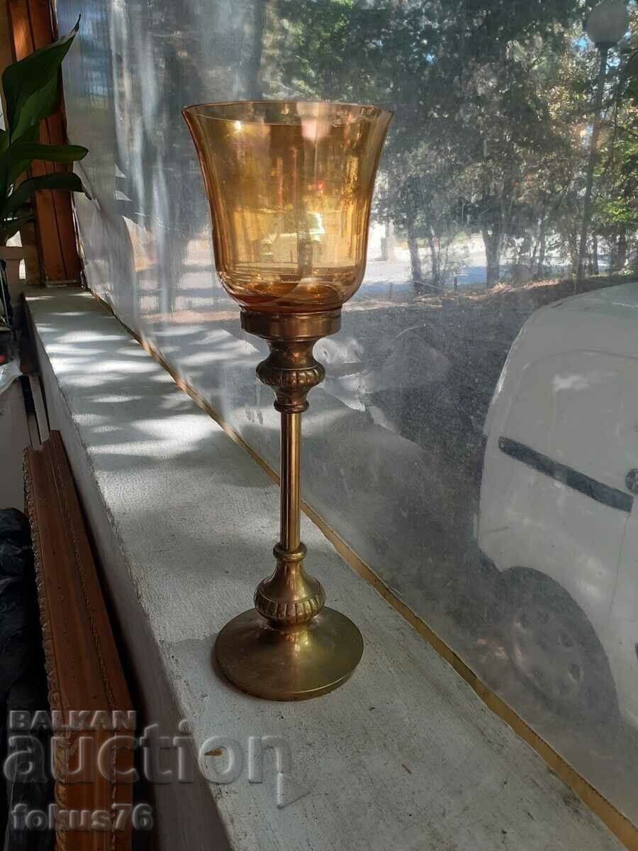 Large heavy solid goblet of bronze and colored glass with price 70.00 BGN | € 35.79 Large heavy solid goblet of bronze and colored glass with price 70.00 BGN | € 35.79