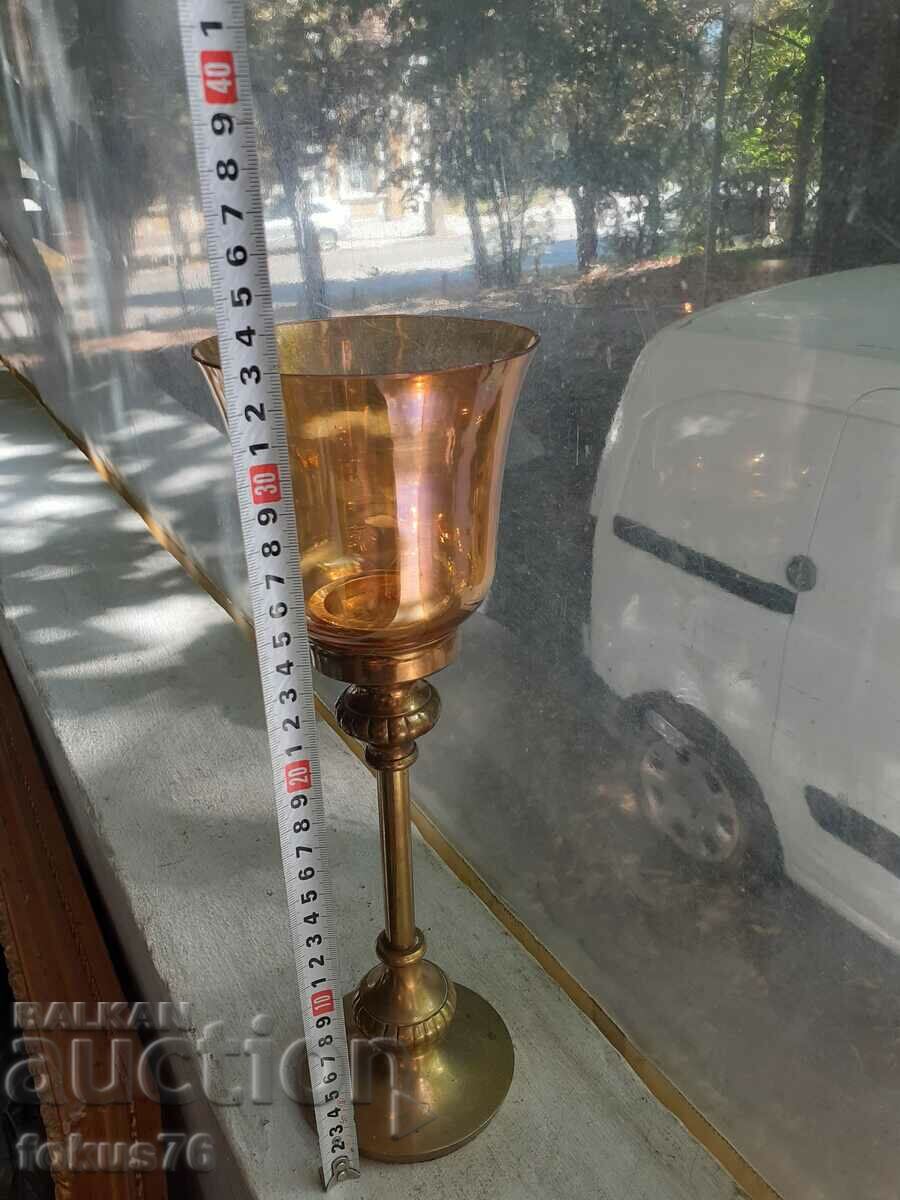 Large heavy solid goblet of bronze and colored glass - 5 Large heavy solid goblet of bronze and colored glass - 5