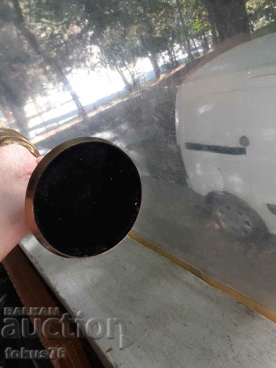 Large heavy solid goblet of bronze and colored glass - 7 Large heavy solid goblet of bronze and colored glass - 7