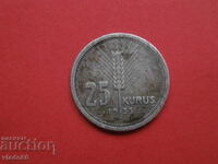 Monedă de argint turcească rară 25 Kurush 1935