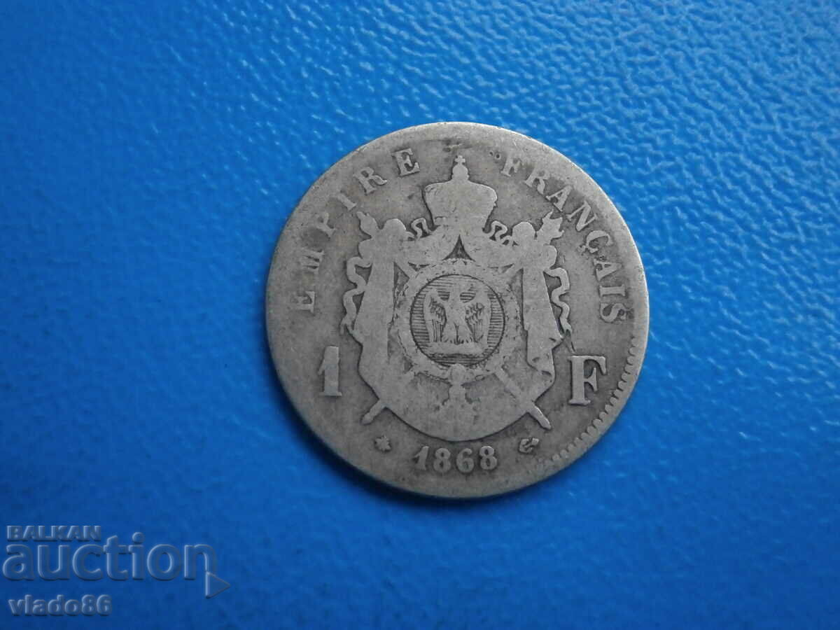1 franc 1868 silver coin