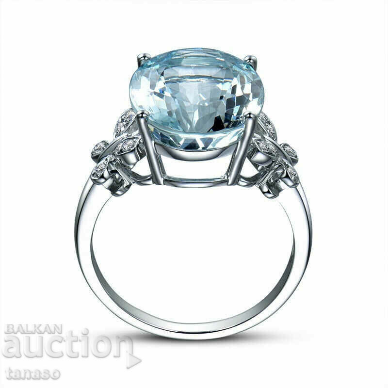 Ring with aquamarine, 18K white gold with price 25.00 BGN | € 12.78 Ring with aquamarine, 18K white gold with price 25.00 BGN | € 12.78