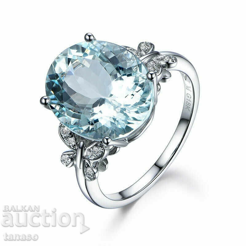 Ring with aquamarine, 18K white gold