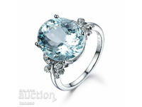 Ring with aquamarine, 18K white gold