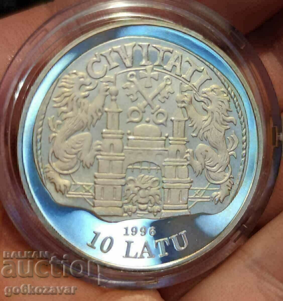 Licitație Letonia 10 Latu 1996 Argint 0,925 Proof UNC