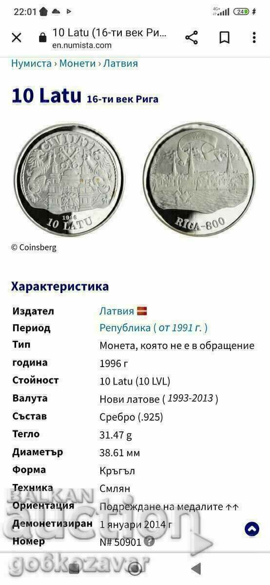 Letonia 10 Latu 1996 Argint 0,925 Proof UNC - 5