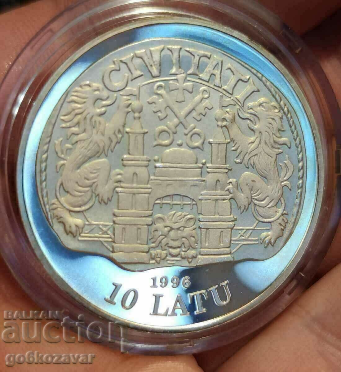 Латвия 10 Лату 1996г Сребро 0.925 Proof UNC