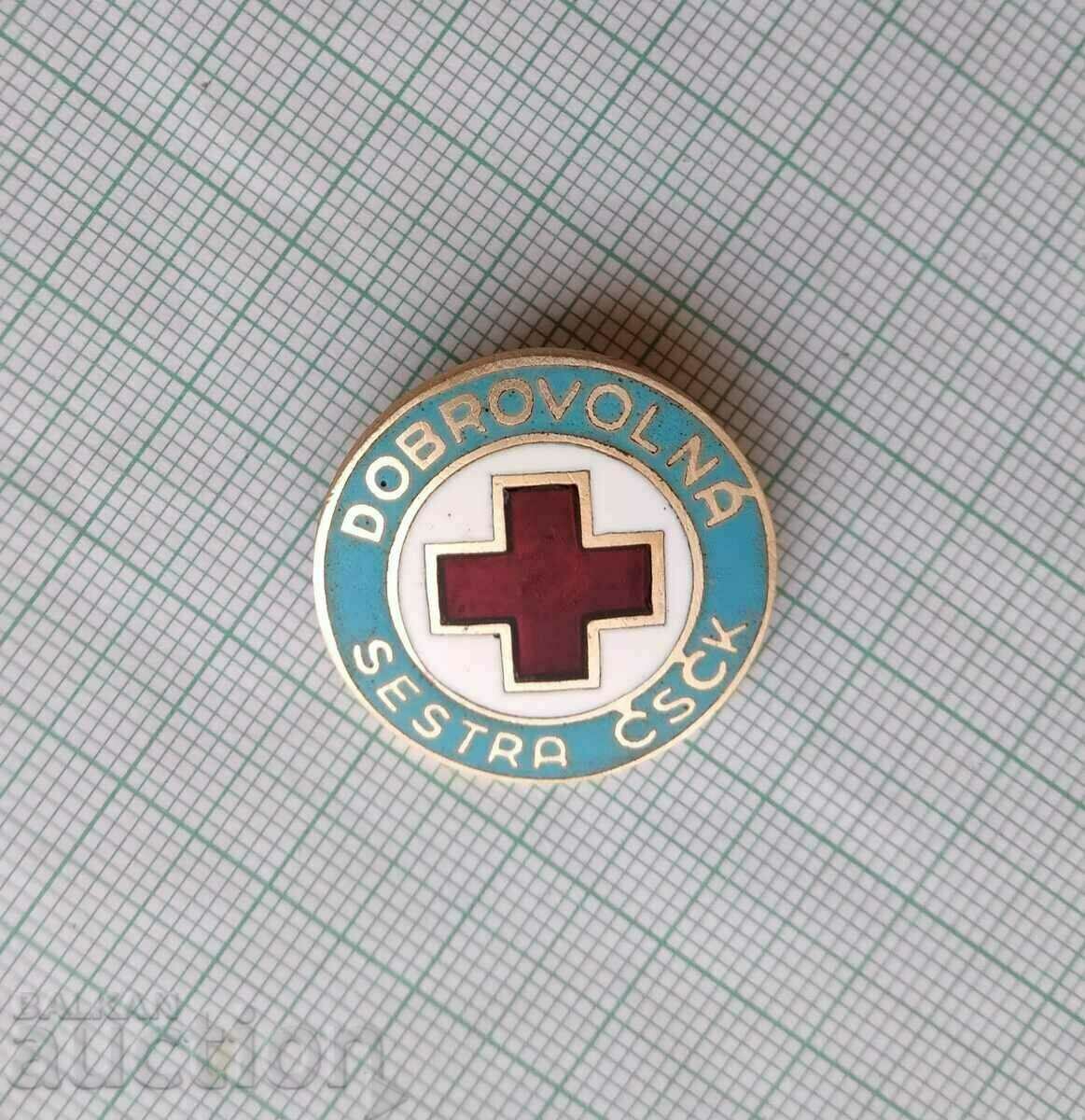 Auction 13785 Badge - Volunteer Sister Czechoslovakia - bronze enamel Auction 13785 Badge - Volunteer Sister Czechoslovakia - bronze enamel