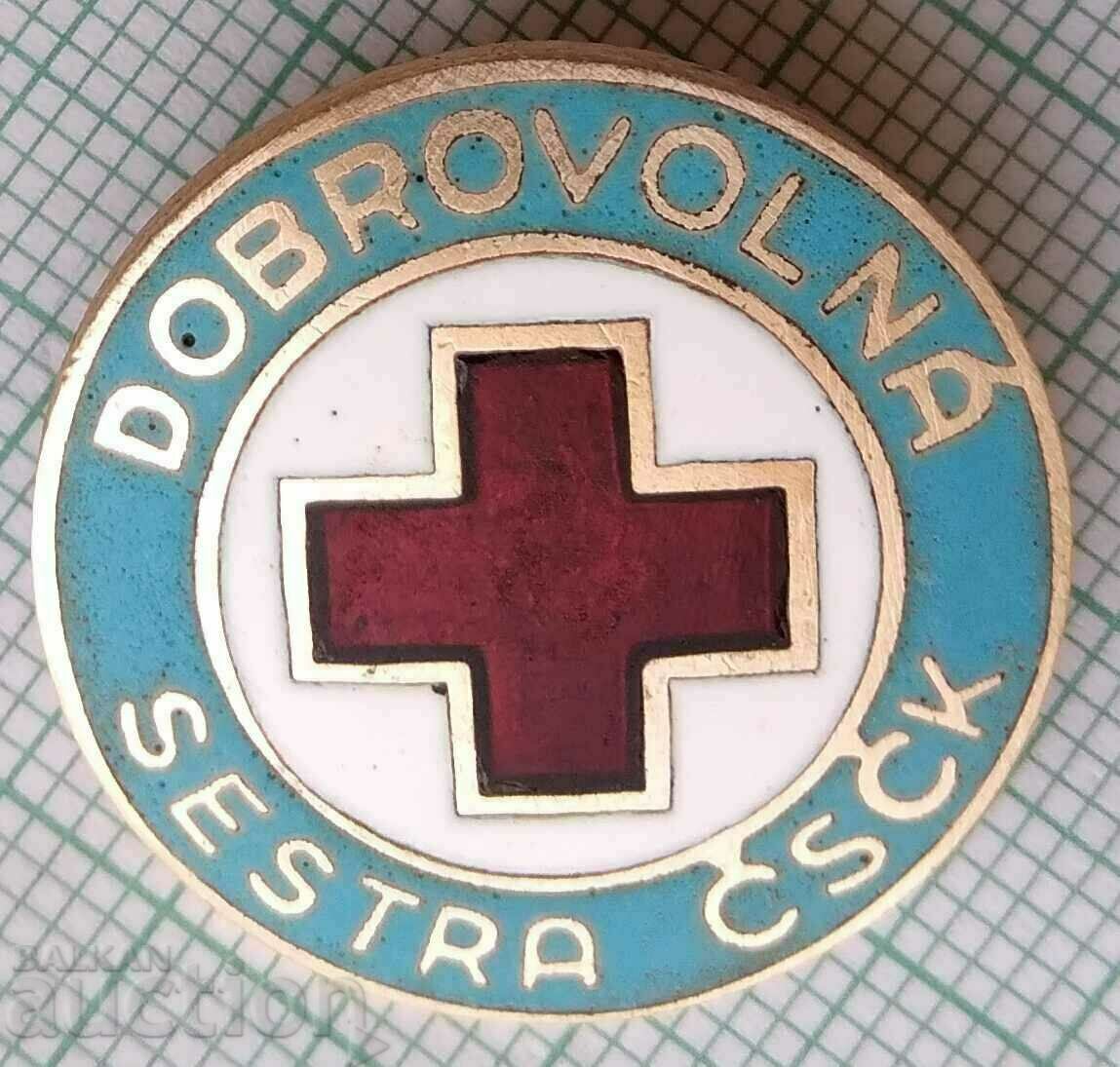 13785 Σήμα - Εθελοντική Αδελφή Τσεχοσλοβακία - χάλκινο σμάλτο