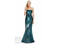 Strapless maxi dress with geometric sequins