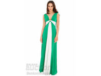 Draped Grecian Column Maxi Dress D 1356 Green
