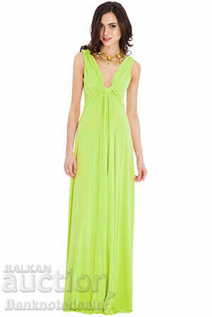 Μαξι Φόρεμα με ντραπέ Grecian Column D1356e Lime