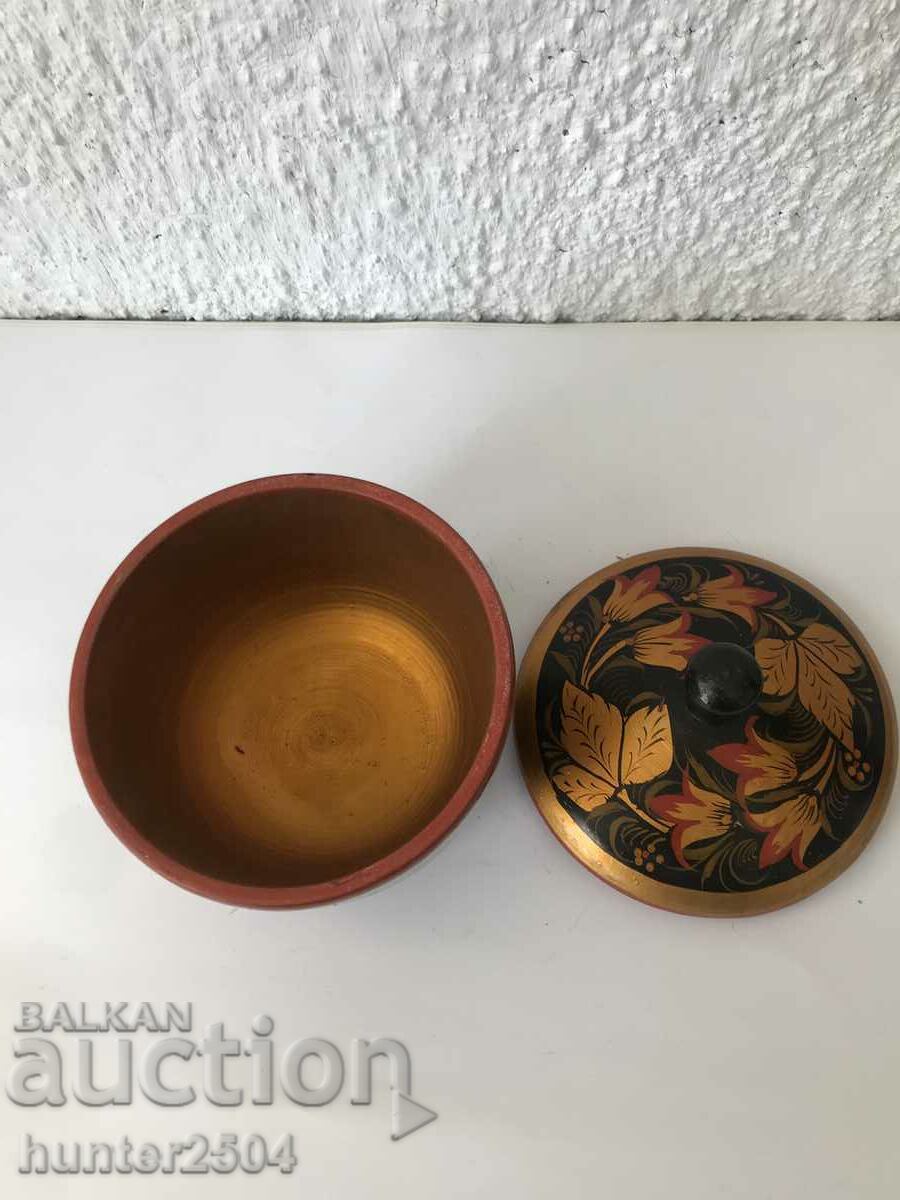 Sugar bowl with lid - 10/8 cm USSR, wood with price 19.95 BGN | € 10.20 Sugar bowl with lid - 10/8 cm USSR, wood with price 19.95 BGN | € 10.20