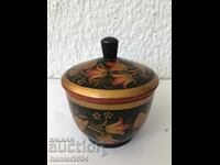Sugar bowl with lid - 10/8 cm USSR, wood