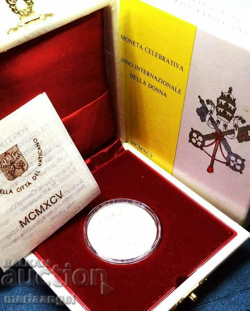 500 лири 1995 Ватикан Иоан Павел II сребро Серт кутия