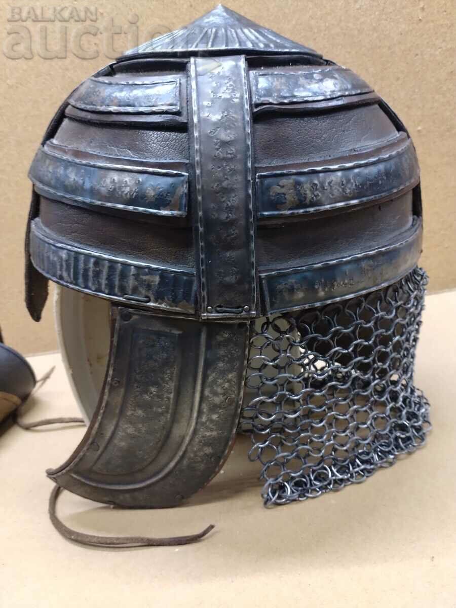 Средновековен Европейски Рицарски Викингски Шлем Кожа