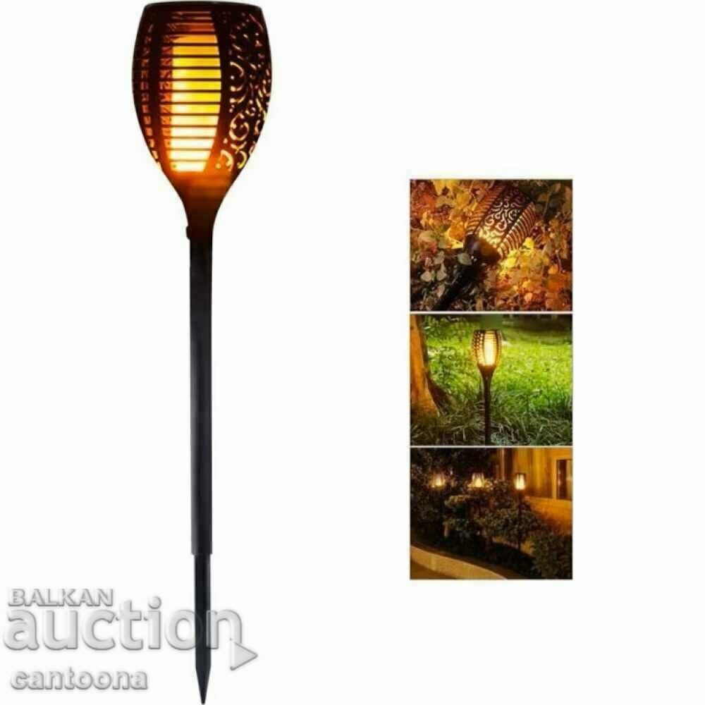 Solar torch type lamp with flame effect for yard and garden