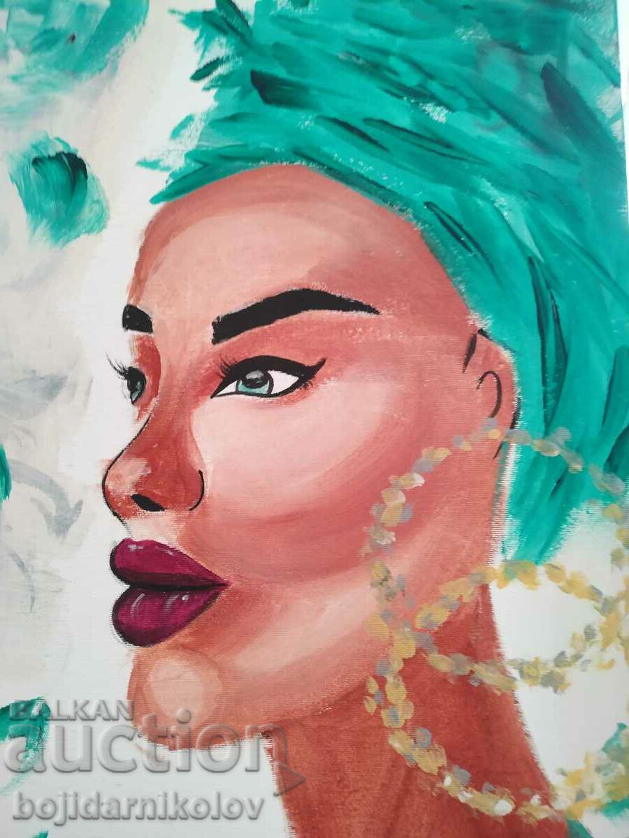 Green-eyed beauty, painting mixed media 30/40, canvas with price 64.98 BGN | € 33.22 Green-eyed beauty, painting mixed media 30/40, canvas with price 64.98 BGN | € 33.22