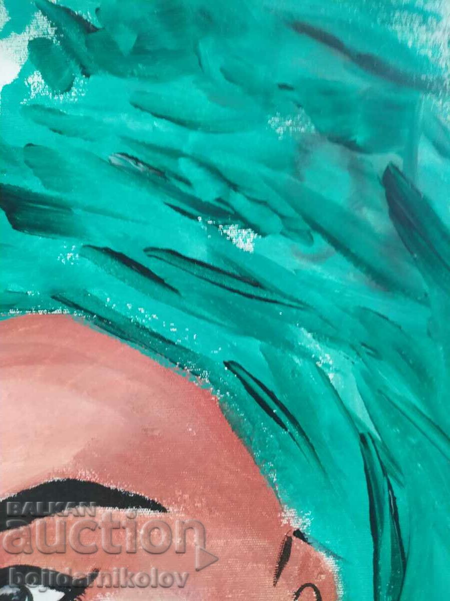 Delivery of Green-eyed beauty, painting mixed media 30/40, canvas Delivery of Green-eyed beauty, painting mixed media 30/40, canvas