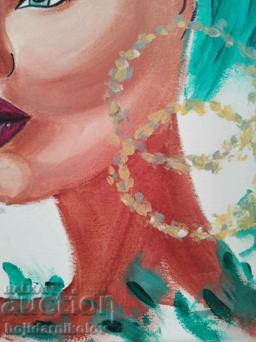 Green-eyed beauty, painting mixed media 30/40, canvas - 5 Green-eyed beauty, painting mixed media 30/40, canvas - 5