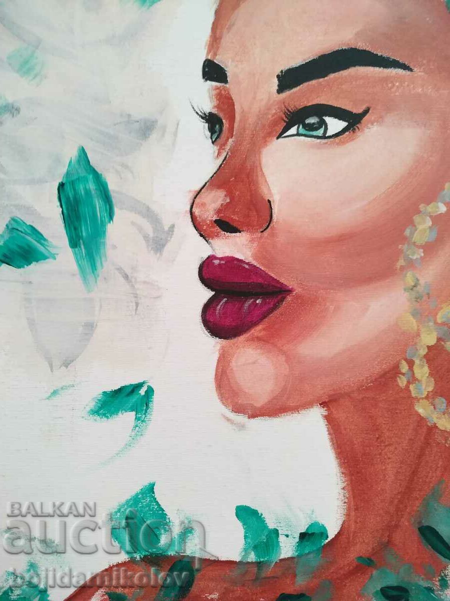 Green-eyed beauty, painting mixed media 30/40, canvas - 6 Green-eyed beauty, painting mixed media 30/40, canvas - 6