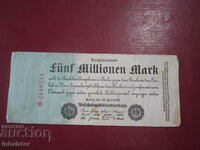 5 εκατομμύρια μάρκα 1923 REICHSBANKNOTE - 19 - 8,5 cm