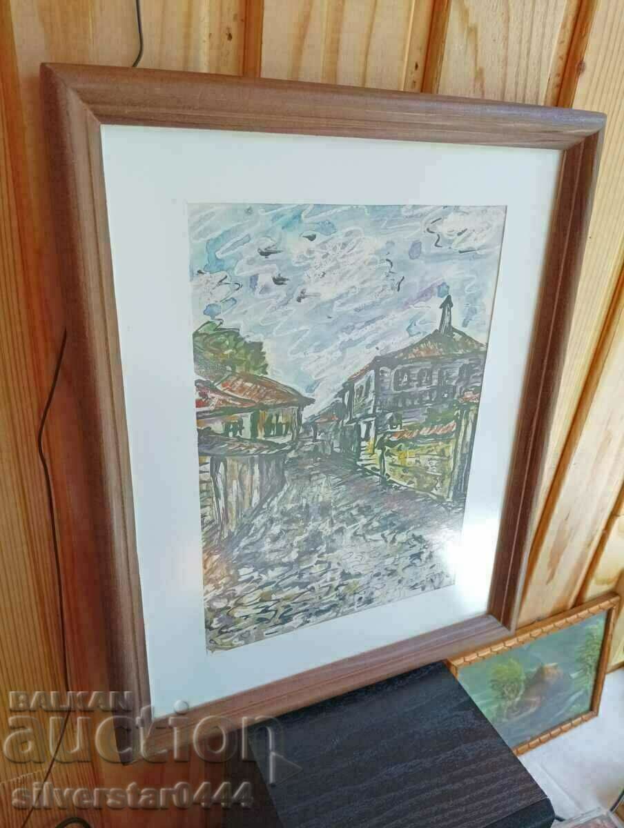 Auction Painting by Krastyu Nekezov-Burning-Nessebar-2002. Auction Painting by Krastyu Nekezov-Burning-Nessebar-2002.