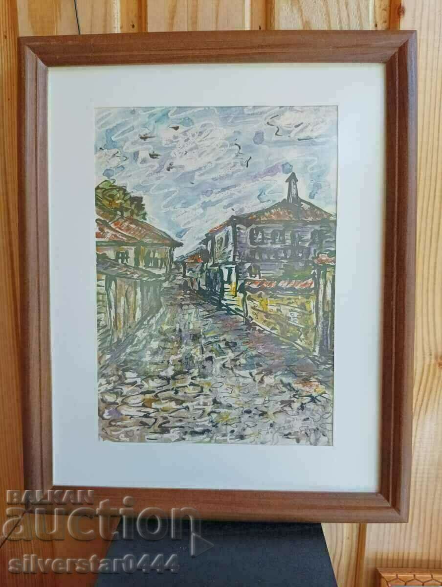 Painting by Krastyu Nekezov-Burning-Nessebar-2002. Painting by Krastyu Nekezov-Burning-Nessebar-2002.