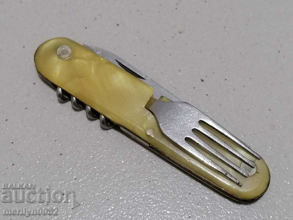 Auction  Old leg, fork, corkscrew, knife