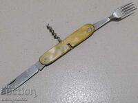 Old leg, fork, corkscrew, knife