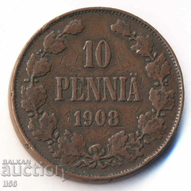 Русия / за Финландия - 10 пениа 1908