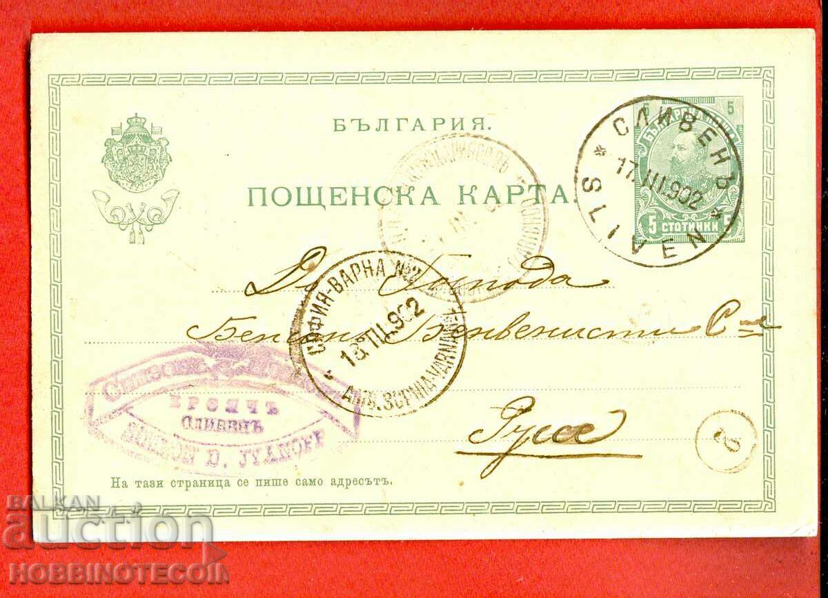 ПЪТУВАЛА КАРТИЧКА 5 Ст ФЕРДИНАНД ПИСАЛИЩЕ СОФИЯ ВАРНА 2 1902