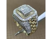 Men's ring with white topaz