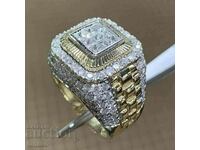 Men's ring with white topaz