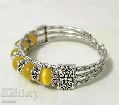 Δημοπρασία Όμορφο βραχιόλι από θιβετιανό ασήμι με κίτρινους οπαλίους