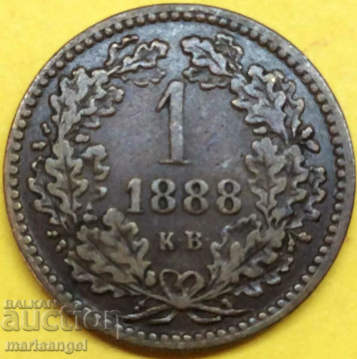 Hungary 1 Kreuzer 1888 KV - rare year