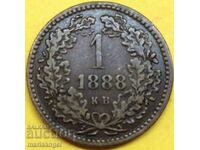 Hungary 1 Kreuzer 1888 KV - rare year