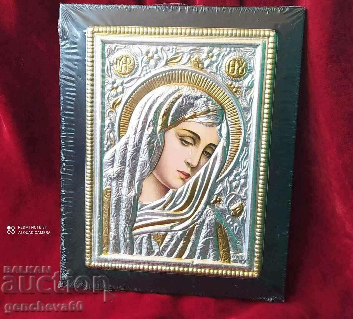 Greek icon of the Virgin Mary (crying) - certificate