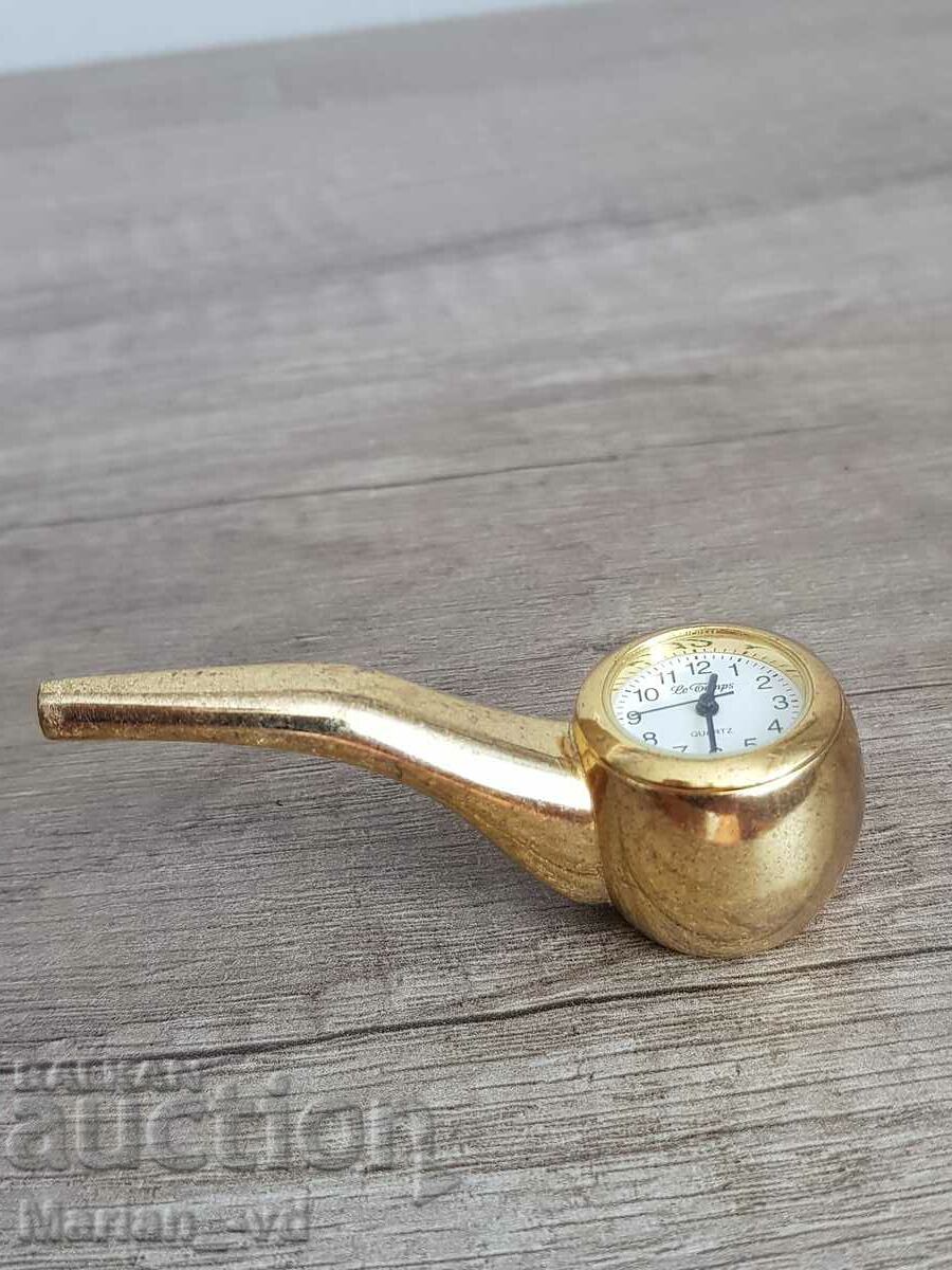 Miniature quartz clock "LE TEMPS"-pipe