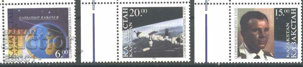 Clean stamps Cosmos Gagarin 1996 from Kazakhstan