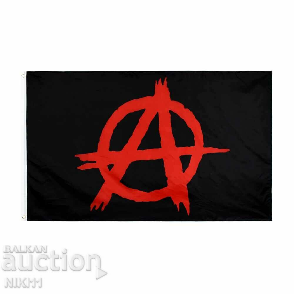 Steagul anarhiei 90 x 150 cm cu ochiuri / inele metalice. Anarhie