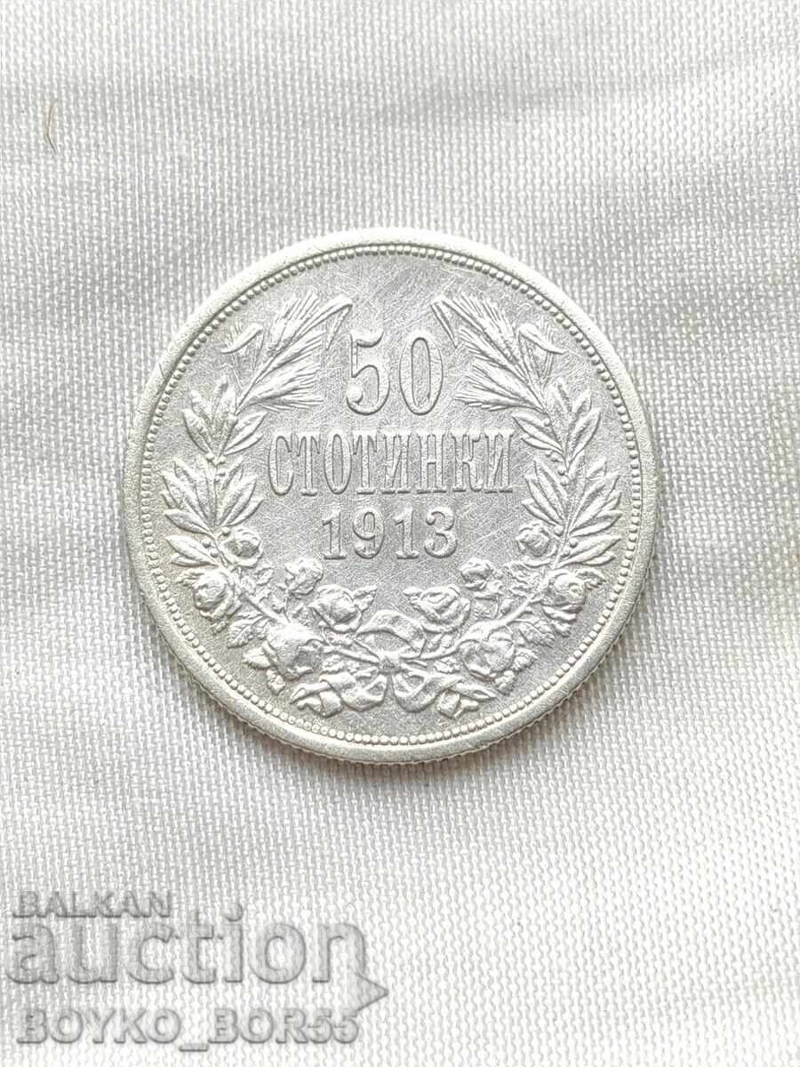 Auction  MS 61-63 ! Bulgarian Silver Coin 50 Stotinki 1913