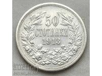 MS 61-63 ! Monedă bulgărească de argint 50 Stotinki 1913