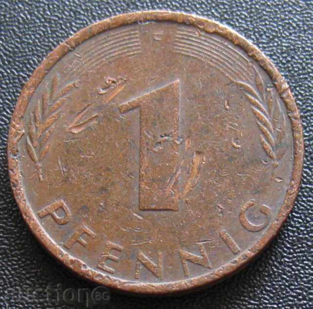 GERMANY 1 pfennig F 1975.