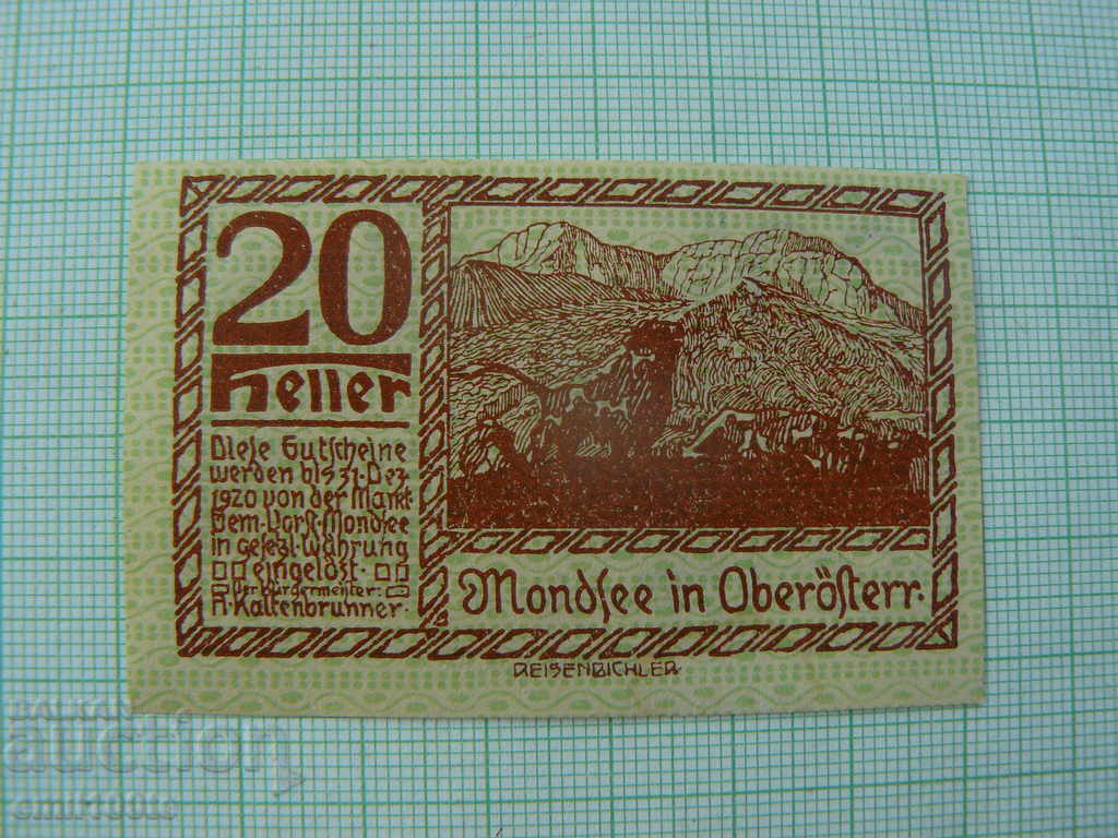 20 Heller 1920 notgeld Austria UNC